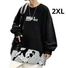 トレーナー　 メンズ　 長袖　 大きいサイズ　 オーバーサイズ　韓国　春秋2XL