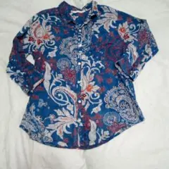 インド綿　シャツ　ブラウス　ペイズリー柄　フリーサイズ
