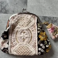 インド刺繍リボン　ハンドメイドがま口