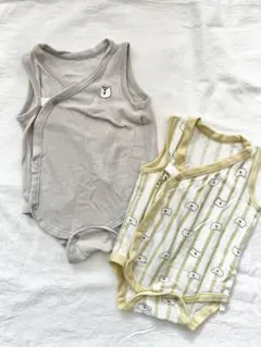 【未使用✨水通しのみの】ベビーロンパース肌着　クマの柄　2枚セット売り