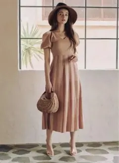 【タグ付き】eimy istoire パフスリーブ ワンピース ロング丈