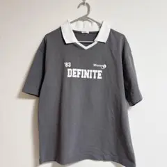 COLZA 襟付き 半袖 Tシャツ グレー ロゴプリント　レディースMのサムネイル