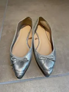 シルバーメタリック バレエシューズ フラット