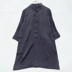 セオリー 半袖シャツワンピース シルク混 ネイビー（2） きれいめ 上品 光沢