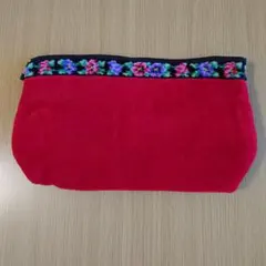 未使用 FEILER フェイラー 特大ポーチ シュニール織 アネモネ レッド 赤