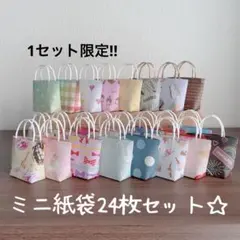 ハンドメイド☆ミニ紙袋24枚セット☆アソート柄1セット限定‼︎