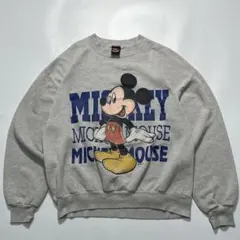 90s ディズニー USA製 スウェット L グレー ミッキー ○8062B