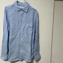 リネン ライトブルー シャツ Mサイズ