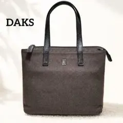 DAKS ミニトートバッグ 肩掛けバッグ ブラウン レザー チェック エフェルトのサムネイル