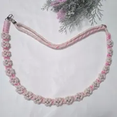 スマホショルダーストラップ お花 マクラメ 長さ調整可