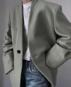 ウール ノーカラージャケット