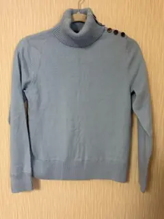 レディース　Eddie Bauer 水色タートルネックセーター M 冬