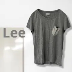 t3【リー】半袖Tシャツ/美品 胸ポケット 半袖 グレー 楽ちん 着回し 一点物