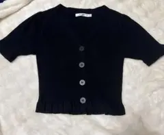 【美品】MOUSSY 半袖カーディガン ブラックフリルのサムネイル