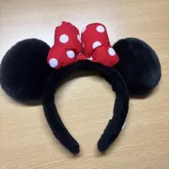 ミニーマウス カチューシャ 赤い水玉リボン
