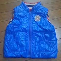 美品　ミキハウス　リバーシブルダウンベスト 80