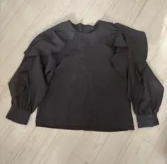 OPAQUE.CLIP ダークグレー フリル袖ブラウス　Lサイズ　サイズ40
