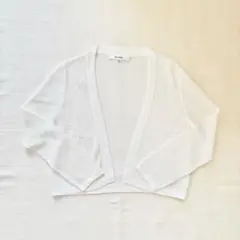 m's select(エムズセレクト) 七分袖編みショートカーディガン
