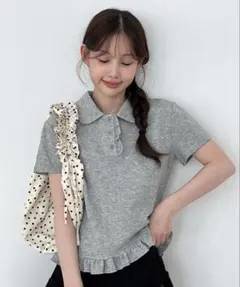 【by muni:r】フリルカラーコットン半袖Tシャツのサムネイル
