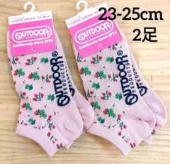 【新品】OUTDOOR スニーカーソックス いちご柄 ピンク 2足