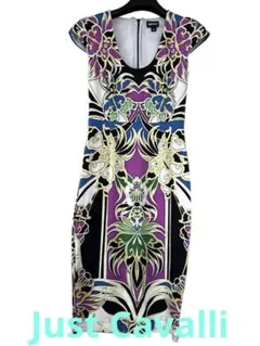 Just Cavalli ひざ丈ワンピース 総柄 ノースリーブ　38