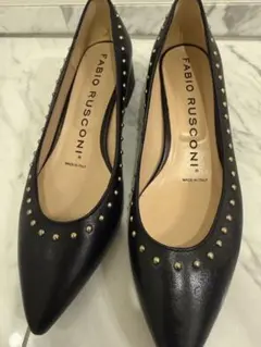 FABIO RUSCONI スタッズ付きブラックパンプス