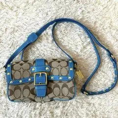 【美品】コーチ　ショルダーバッグ　シグネチャー　キャンバス　斜め掛け