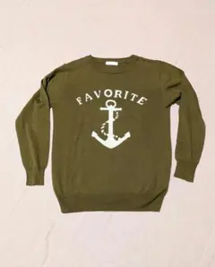 DRESKIP オリーブ色 長袖ニット