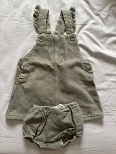 ザラベビー　グリーン刺繍サロペットセット　ブルマ