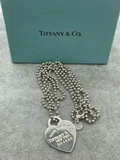 美品＊Tiffany Return To 青エナメルレター ハートタグネックレス 