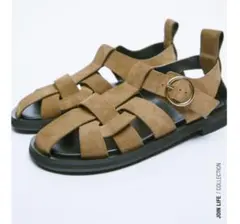 最終価格　スプリットスエード　フラット ケージサンダル　グルカサンダル　40