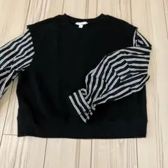 H＆M ブラックストライプ長袖トップス S 160