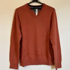 トミーヒルフィガー Vネックニット オレンジ M カシミヤ混