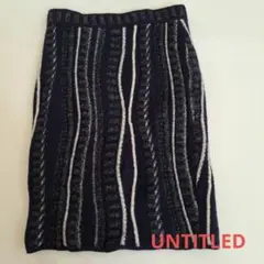 UNTITLED ネイビーとホワイト ストライプ タイトスカート
