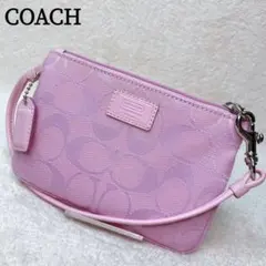 美品 coach コーチ ポーチ リスレット シグネチャー ピンク