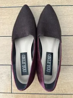 美品　ONLY YOU　エンジ　秋色　ローファー　スエード　ニット　おしゃれ