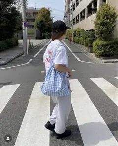 ユリカアクツ　ギンガムナップサック/baby blue