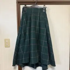 グリーン チェック フレアスカート