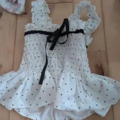 MELIKEY ドット柄 シャーリング トップス　JSサイズ