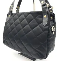 【russet】キルティング ハンドバッグ ミニトート ブラック 黒 ナイロン