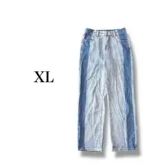 ツートーンデニムパンツ 【XL】 ジーンズ カジュアル 大きいサイズ