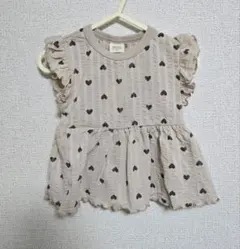 新品 バースデイ ハート柄Tシャツ ベビー 70 ブラウンベージュ