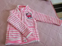 ROXY フリースジャケット ピンクと白のストライプ
