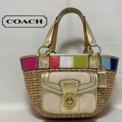 COACH かごバッグ トートバッグ ハンドバッグ ターンロック マルチカラー