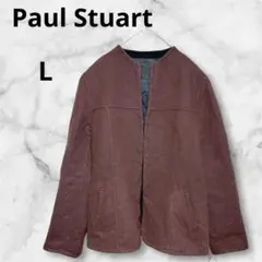 Paul Stuart ポールスチュアート ノーカラージャケット ブラウン 秋冬