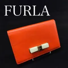 2545 フルラ レザーカードケース 二つ折 リボン