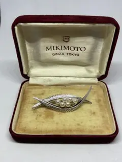 美品 箱付 ミキモト パール 6粒 皇室御用達 コサージュ シルバー