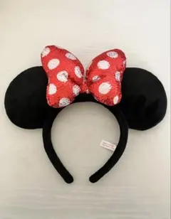 ミニー スパンコール カチューシャ ディズニー 赤