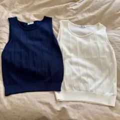 リブ編みノースリーブニット2色セット