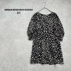 a1587＊アーバンリサーチロッソ　花柄ミニワンピース　黒【F】可愛い